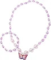[GAROZATION] Play Jewelry for Little Girls Butterfly Necklace Set Jewelry Making Kit 2 Years Old