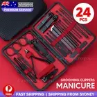 24x Set Manicure Pedicure Tools Nail Clippers Kit with Case Gift for Men Women