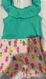 NEW NWT Carter's Girls 2-Piece Crinkle Jersey Top & Pineapple Short Set 18 month