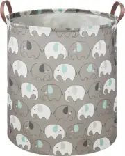 HKEC 19.7" Grey Elephant Laundry BasketKids Dirty Clothes Laundry HamperWater...