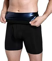 Sauna Shorts for Men,Elastic Polyester Sauna Pants for Men With Pu Heat Accumulating Film, High Waist Compression Sauna Shorts for Running, Gym,Sauna Shorts