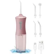 Cordless Electric Water Flosser Teeth Cleaner Portable Oral Irrigator with 4 Nozzles-Pink