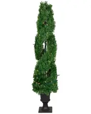 Northlight Real Touch Artificial Pre-Lit Cedar Double Spiral Topiary Tree
