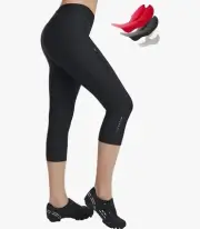 XL Baleaf Women Bike Pants High Waist Padded Cycling Capris 3/4 Biking Leggings