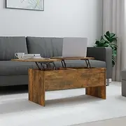 Smoked Oak Coffee Table - 102x50.5x46.5 cm Engineered Wood, Living Room Furniture with Lift Top & Storage Table, Modern Accent Table