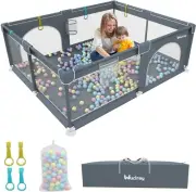 Baby Playpen 200 X 160 Cm, Extra Large Baby Play Pen with 50 Ocean Balls, 4X Pul