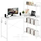 120cm L Shaped Computer Desk w/ Reversible Shelf Home Office Corner Table White