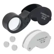 40X MINI Jewelry Magnifying Glass 2 LED Magnifier Pocket Loupe f Jade Appreciate