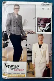 80s Vogue Career Pattern 7369 Misses’ Jacket Skirt & Pants Uncut Factory Folded