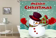Merry Christmas Snowman Shower Curtain