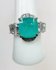 Bomb party Ring OG RG73958 Empowered Diva Resort Blue Teal Quartz Rhodium Size 9