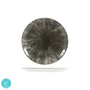 12x Round Coupe Plate 217mm Quartz Black Churchill Studio Print Stone Crockery