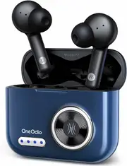 True Wireless Earbuds, OneOdio F2 Hi-Fi Stereo Headphones with Mics, Ergonomic Design, 48H Playtime, Portable Charging Case for Workout, Home, Office, Travel (F2-Blue1)