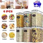 4/6 Pcs Airtight Food Storage Containers Kitchen Dry Food Pantry Organize AU