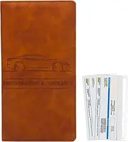 [Generic] Document Wallet Case | Leather Document Car Paperwork Wallet Case | Multi-Purpose Long Card Holder for Business Card, Receipt, Key, Driver's License