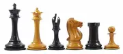 B & Company Reproduction 4.4" Antiqued Staunton Luxury Ebony Chessmen