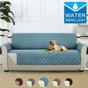1/2/3 Recliner Water Prevent Pet Friendly Plush Reversible Furniture Sofa cover XL Three Seater - 218cm x 335cm / Stone Blue/Beige