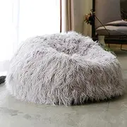 Fluffy Lazy Sack Super Soft Furry Stuffed Animal Storage Bean Bag Chair Cover (No Filler) Stuffed Animal Storage Bean Bag,Grey