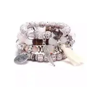 4 PC Handmade Bohemian Beaded Stackable Stretch Bracelet Set New Free Ship 8595