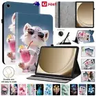 For Samsung Galaxy Tab A7 A8 A9+ S6 S9 S10 FE S4 Painted Leather Case Flip Cover