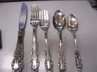 Renoir (Silverplate) by GORHAM SILVER 5 Piece Set Knife, Fork, Place Spoon, Teas