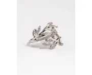 Silver Leafy Vine Cubic Zirconia Ring