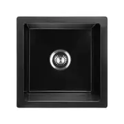 Welba Kitchen Sink Stone Sink Granite Laundry Basin Single Bowl 45cmx45cm Black