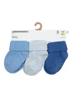 Underworks Infant Cotton Turnover Socks 3 Pack