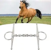 Topyond Stainless Steel Horse Mouth Bit Full Cheek Snaffle Bit with Ball Chain Horse Bits for Horse Bridles and Western Riding