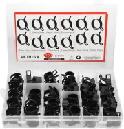 AKIHISA 100 Pcs 20-27Mm Spring Hose Clamp, Spring Steel 65Mn Fuel Hose Clamp