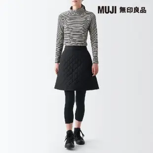 【MUJI 無印良品】女有機棉混彈性天竺七分緊身褲(黑色)