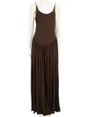 Brown Sleeveless Clasp Strap Dress