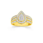 9ct Gold Diamond Pear Ring