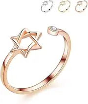 [Eiffy] Zircon Jewish Star of David Ring for Women Simple Open Hexagram Finger Ring Jewelry