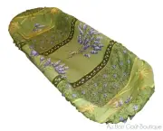 LE CLUNY, LAVENDER GREEN FRENCH PROVENCE BREAD / ROLL BASKET w/ LINER, NEW
