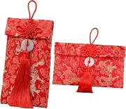 SHOWERORO Traditional Chinese New Year Envelopes Brocade Red Packets for Wedding Spring Festival