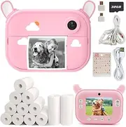 Kids Camera Instant Print Zero Ink Photo Cameras, Children Girls Boys Gift Toy for Christmas Birthday Holiday(Pink)