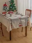 Beige Rectangle Tablecloth for Rustic Vintage Decor Christmas Lace Tablecloth