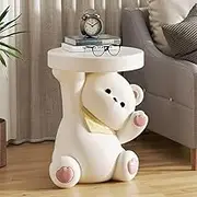 Lifting Bear Coffee Table 30 * 33 * 42cm, Resin Fiberglass Nesting Tables, Hollow Structure Side End Table, Nightstand for Living Room, Bedroom (Color : Yellow)