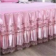 Elasticated Bed Skirt,Wrap Around Bed Skirts, Valance Sheet Double Quilted Bedspread 100% Cotton Bedding Skirt Amp;Fitted Sheet Two in One Ruffles Jacquacd Bed Cover Cotton Bed Set(180x220cm)