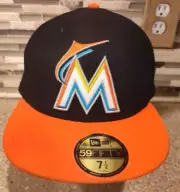 Miami Marlins New Era 59Fifty Fitted 7 1/2 Hat Cap Lid Flat Bill MLB Baseball