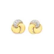 9ct Gold Diamond Love Knot Studs