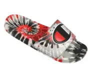 CHAMPION Youth IPO Tie Dye Slide Sandals sz 6Y Black Red White