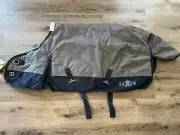Saxon Horse Pony Turnout Blanket Rug Grey/Navy 57" Medium Weight