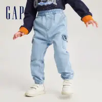 在飛比找momo購物網優惠-【GAP】男幼童裝 Logo束口牛仔褲-淺藍色(784991