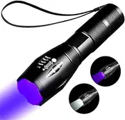YZYOE LED 395nm UV Flashlight Rechargeable, 2 in 1 UV Blacklight and White Lights