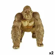 Decorative Figure Gorilla Golden 20 x 27.5 x 34 Cm 2 Units