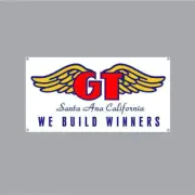 GT - "We build winners" Santa Ana Red GT on White Banner - old school bmx