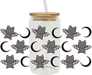Gray Bat Halloween UV DTF Cup Wrap,Horror Printed Glass Cup Wrap,Cute Ghost Pumpkin Waterproof Cup Wraps Sticker Tumbler Wrap Transfers Decal Rub on Transfers Iron-on Transfers