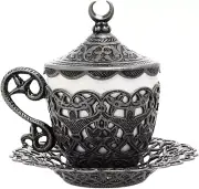 (1 Pc Turkish Coffee Cup - Traditional Design with Crescent Motif, Porcelain Cup